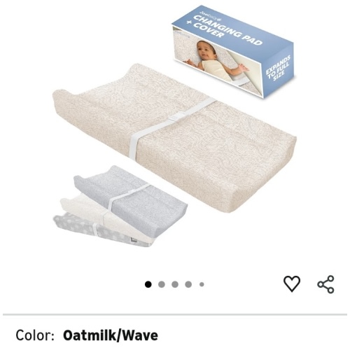 Jool Baby Serenity Soft Changing Pad + Washable Cover, Non-Slip - Fits Standard Changing Tables & Dressers (Wave Pattern, Oatmilk)