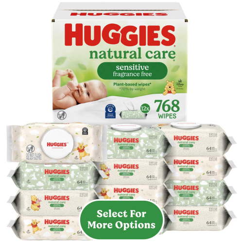 Huggies Natural Care Sensitive Baby Wipes, Fragrance Free, Unscented, 12 Pack