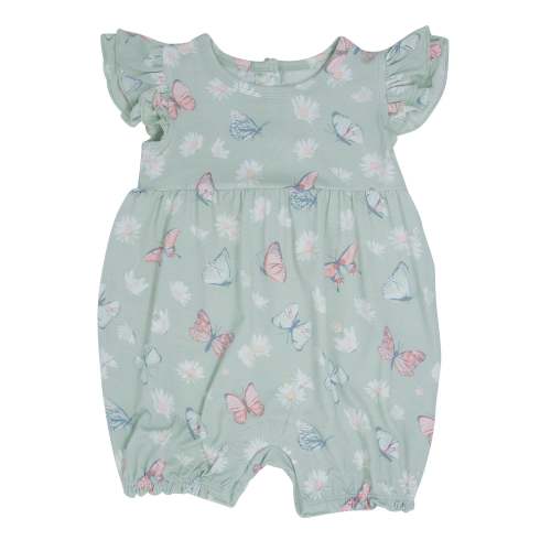 Mint Butterfly Daisy Bamboo Ruffle Romper