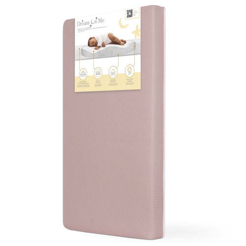 Dream On Me Snuggles Breathable Extra Firm Baby Portable/Mini Crib Foam Mattress, Dusty Rose