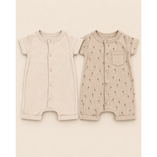 Organic Cotton Interlock Short Sleeve Romper Set - 2 Pack (Neutral & P – Meadow Mini