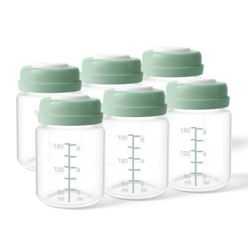 Breastmilk Storage Bottles Compatible with Spectra S1/S2/9Plus, Motif Luna Breast Pump Flanges, Fits Momcozy Breast Milk Cooler & Spectra S1 Bottles for Pumping (6-Pack, 6oz)