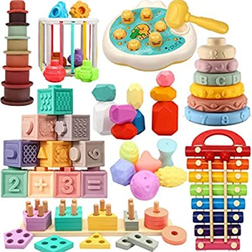 AZEN Baby Toys 0-3 Years, Toddler Toys Age 1-2, (9-in-1) Montessori Toys for Babies 1 2 3 Year Old, Infant Toddler Newborn Toys, Learning Educational Preschool Toys
