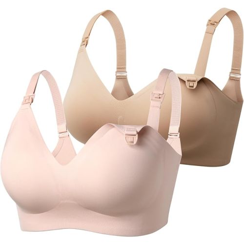 Momcozy Nursing Bras for Breastfeeding, YN21 Seamless Ultra Comfort Maternity Bra, Natural Shape, Pregnancy Sleep Bralette