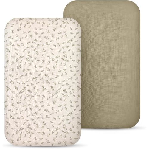 lulumoon Muslin Bassinet Sheets Baby: Cotton Bassinet Sheets Fitted for Boys and Girls - for Oval Rectangle or Hourglass Mattress