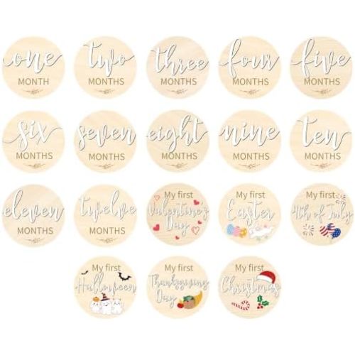 Capoda 18 Pcs Baby Monthly Milestone Signs, 1-12 Month Holiday, White