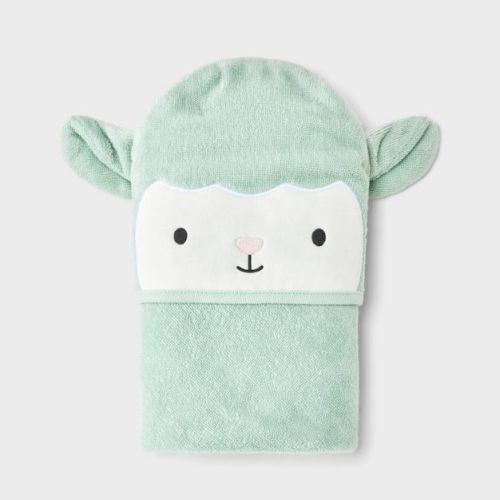 Baby hooded Bath Towel - Cloud Island™ white/Green lamb