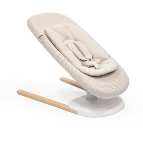 Stokke Yoga Baby Bouncer - Light Beige: 5-Point Harness, Detachable Toy Bar, Machine Washable, Solid Pattern