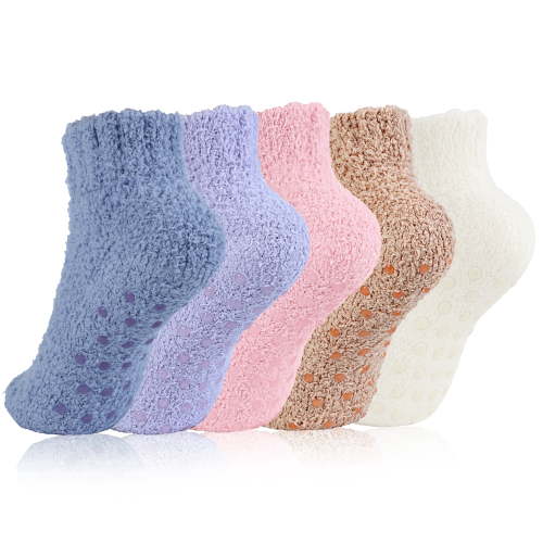 TRANSLINK Women Fuzzy Socks with Non Slip Grip Soft Warm Gift Idea for Her on Holidays Anniversaries