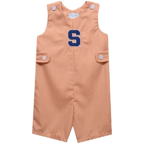 Syracuse Orange Vive La Fete Infant Gingham Jon Jon Romper - Orange