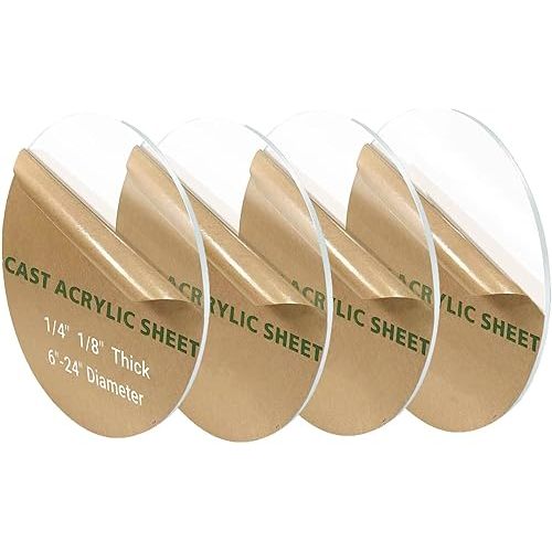 4 Pieces 1/8" Round Plexiglass Sheet, 6 Inch Diameter Clear Acrylic Circle, Cake Disk Acrylic Sheet, Plexiglass Table Top, Round Acrylic Backdrop