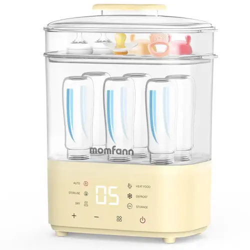 Bottle Sterilizer and Dryer, All-in-One Electric Steam Sterilizer Bottle Sanitizer for Baby Bottles, Pump Parts Accessories Newborn Essential Bottle Warmer for Breastmilk & Thaw (Yellow)