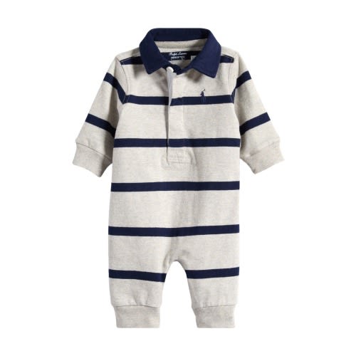 Rugby Stripe Cotton Interlock Polo Romper