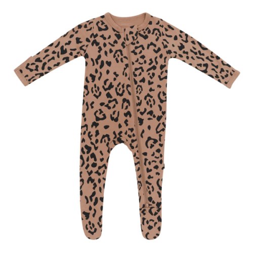 Kyte Baby Zipper Footie - Latte Leopard, 3-6 months
