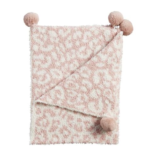 Mud Pie Baby Girls' Chenille Leopard Blanket, Pink