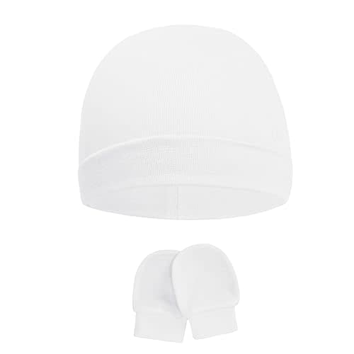 American Trends Baby Beanies for Boys Girls Newborn Infant Hat with Mittens Cute Cotton Hospital Hats for 0-6 Months