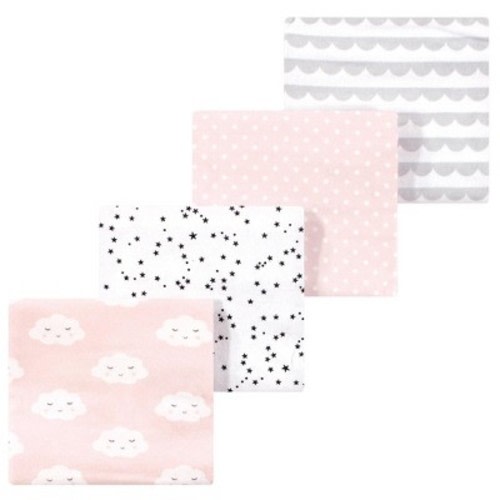 Luvable Friends Hudson Baby Flannel Receiving Blankets 4pk, Cloudy Dream