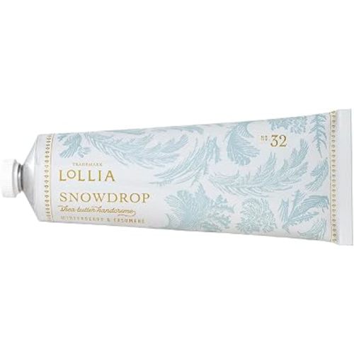 LOLLIA Snowdrop Handcreme, 4 oz, 113 g, Winterberry & Cashmere Fragrance, Luxury Shea Butter & Cocoa Butter Hand Moisturizer, Scented Hand Cream, Lotion for Women