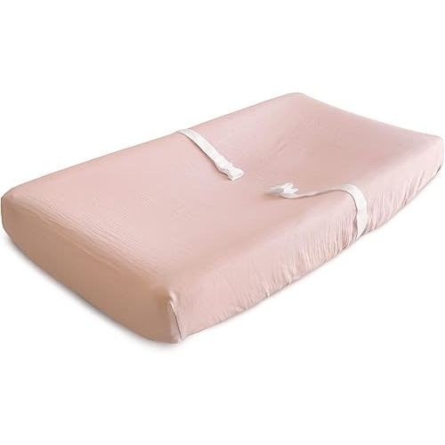 mushie Extra Soft Muslin Fitted Changing Pad Cover (Blush)