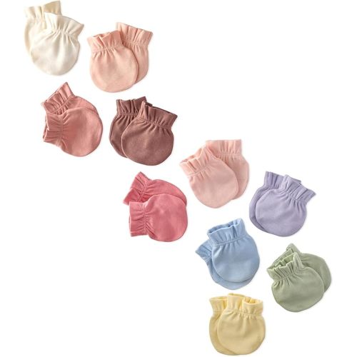 Morgan 10-Pack Baby Mittens 100% Organic Cotton No Scratch Mittens for Newborn Baby Boys & Girls​