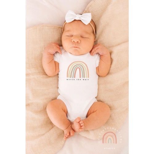 Worth The Wait Baby Onesie | Birth Announcement | Pregnancy Announcement | Rainbow Baby |