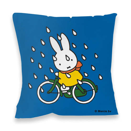 Miffy on Her Bike in the Rain Cushion – Miffy Shop