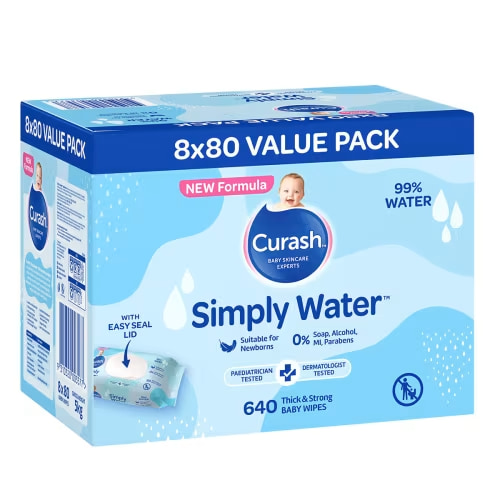 Curash Simply Water Baby Wipes 8 x 80 Wipes | Costco Aust...