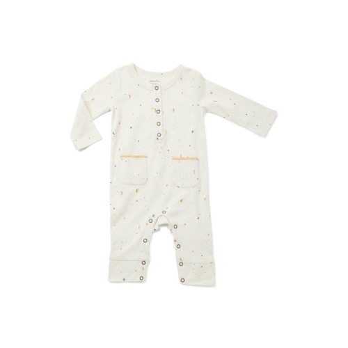 Print Long Sleeve Organic Cotton Romper, 0-3M