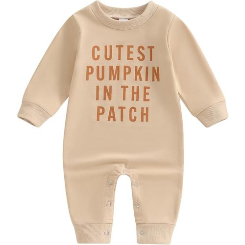 MoZiKQin Baby Halloween Outfit Boy Girl Pumpkin Patch Romper Jumpsuit Long Sleeve Playsuit Newborn Fall Winter Clothes