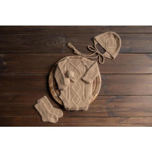 Newborn Knit romper,Newborn Knited set,Newborn Hat,Newborn outfit,Knitted Teddy Bear,Newborn photography,Knitted newborn photo props