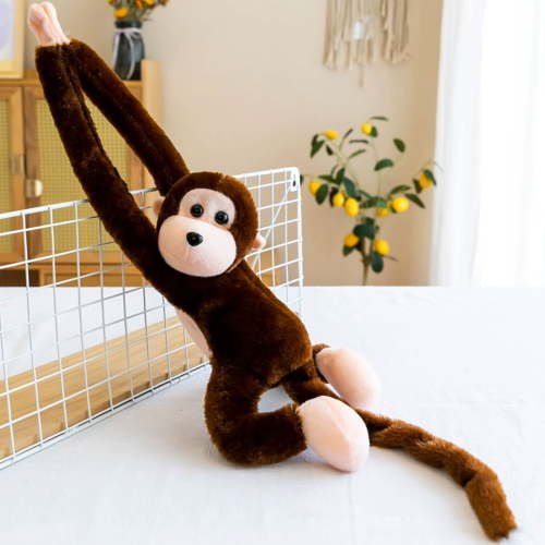 Long Arm Monkey Plush Toy - 27" Hanging Squeaky Animal Doll,Interactive Stuffed Animal for Kids,Nursery Decor & Sensory Play,Toddler Gift for Ages 3+