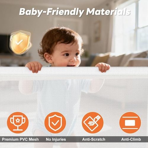 70 Inch Wide Retractable Baby Gate for Doorways, Extra Long Dog Gate Indoor Pet Gate Retractable Gate Outdoor Gates for Decks, Extra Long Baby Gates for Large Openings, White