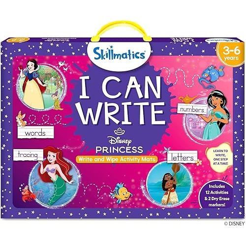 Skillmatics I Can Write Disney Princess - Reusable Preschool Learning Activities, Educational Toy and Game, Back to School Supplies, Gifts for Students, Kids, Toddlers Ages 3, 4, 5, 6