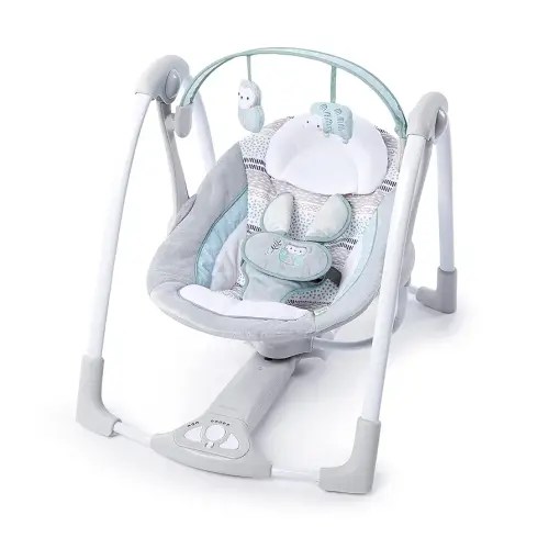 Ingenuity Compact Lightweight Portable Baby Swing with Music, Nature Sounds and Battery-Saving Technology - Abernathy, 0-9 Months