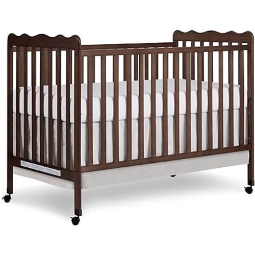 Dream On Me Carson Classic 3-in-1 Convertible Full-Size Baby Crib in Smokey Oak, GreenGuard Gold & BSA, 4 Mattress Heights, Converts to Day & Toddler Bed, Locking Wheels, Classic Nursery Design