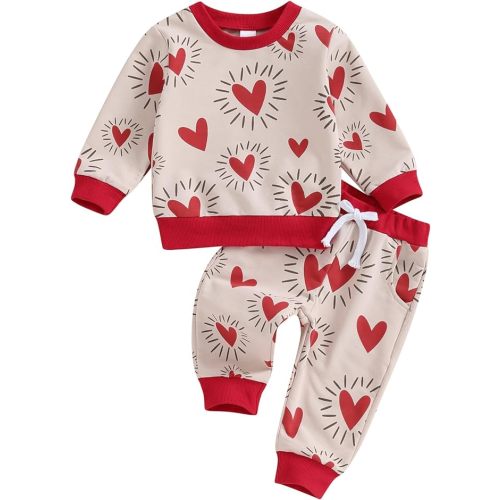 Fernvia Toddler Baby Girl Clothes 3 6 9 12 18 24 Months Fall Outfits Solid Long Sleeve Sweatshirt Tops + Pants Set