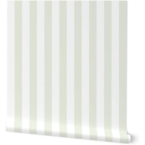Spoonflower Soft Green Stripe Peel and Stick Removable Wallpaper