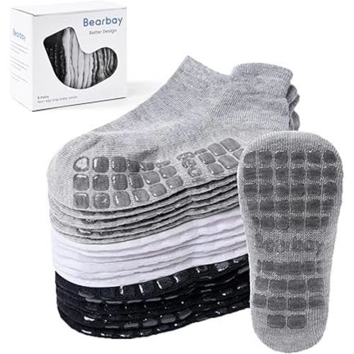Baby Non Slip Ankle Socks with Grippers for 0 Months-7 Years Old Walking Socks