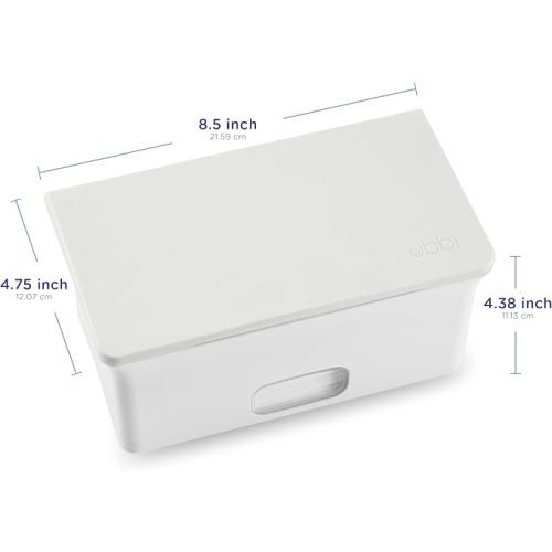 Ubbi Baby Wipes Dispenser with Weighted Plate, Oat | Rubber Seal Keeps Wipes Fresh, Non-Skid Feet, Holds Standard Pack of Wipes, Baby Changing Station Essential