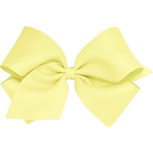 Wee Ones Girls' Classic Grosgrain Hair Bows on a WeeStay No-Slip Hair Clip, Handmade, King, Light Yellow