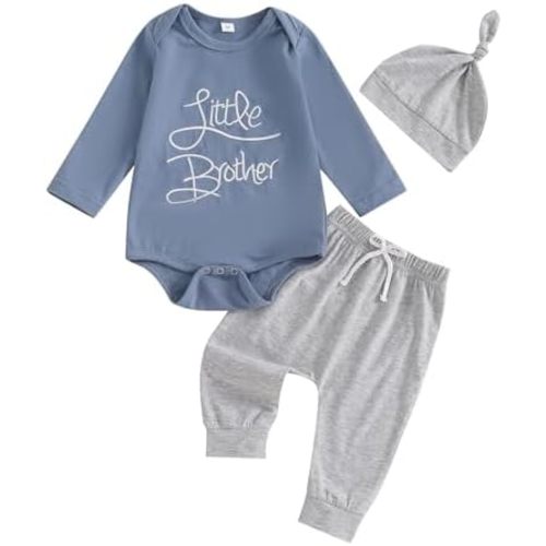 Little Brother Newborn Outfit T-Shirt Romper Top and Pants Sets Baby Coming Home Hospital Clothes Summer Clothing