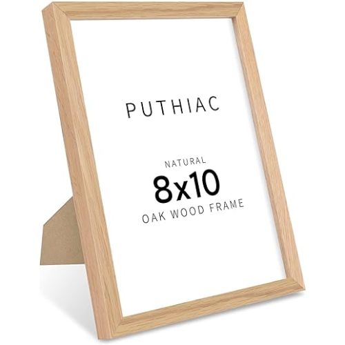 8x10 Oak Wood Picture Frame - 8 x 10 Photo Frame, 8"x10" Picture Frame Wood, Natural Solid Wooden Picture Frames for Wall Art Photo and Prints(1 Pack, Beige)