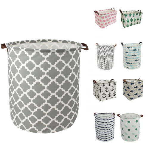 AUCHEN 19.7" Collapsible Laundry Basket, Foldable Cotton Linen Laundry Hamper for Baby Girl Boy, Large Capacity Basket with Handles Bag Dirty Clothes Toy Storage Basket Bin