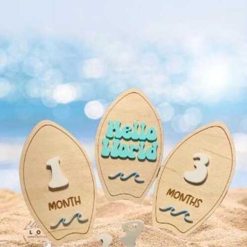 Surfboard Milestone, Beach theme Milestone, Surfboard Announcement, Ocean Milestone, Wave Milestone