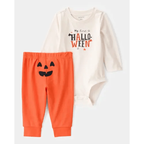 Baby 2-Piece My First Halloween Long-Sleeve Bodysuit Pant Set - Ivory/Orange - Carter's | Carter's
