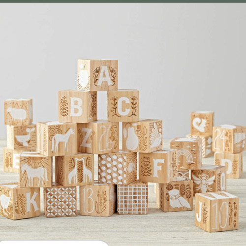 Etched Wooden Baby Blocks