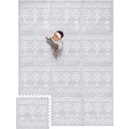 Lillefolk Baby Play Mat for Floor – 6x8ft Gray | Soft Non Toxic Premium EVA Foam Tiles for Tummy Time, Crawling & Playroom – Waterproof Interlocking Floor Mat for Babies & Toddlers (12 Tiles)
