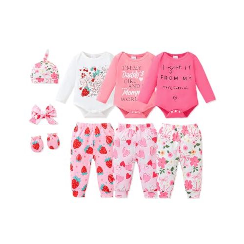 NZRVAWS Newborn Baby Boy Clothes Infant Boy Outfits Romper Pants Set 6 Pcs 0 3 6 9 12 Months