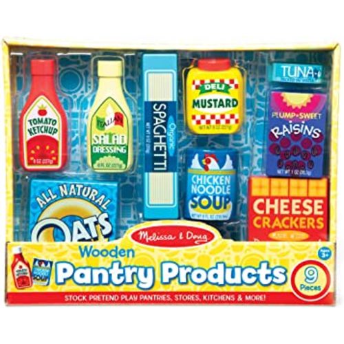 Melissa & Doug Wooden Pantry Products Play Food Set