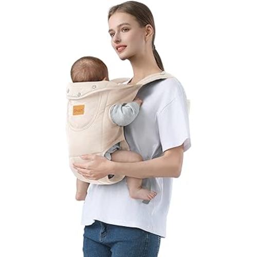 Baby Carrier Newborn to Toddler(7-30lbs), Toddler Carrier Baby Holder Carrier with Adjustable Shoulder Strap, Chest Carriers, Beige